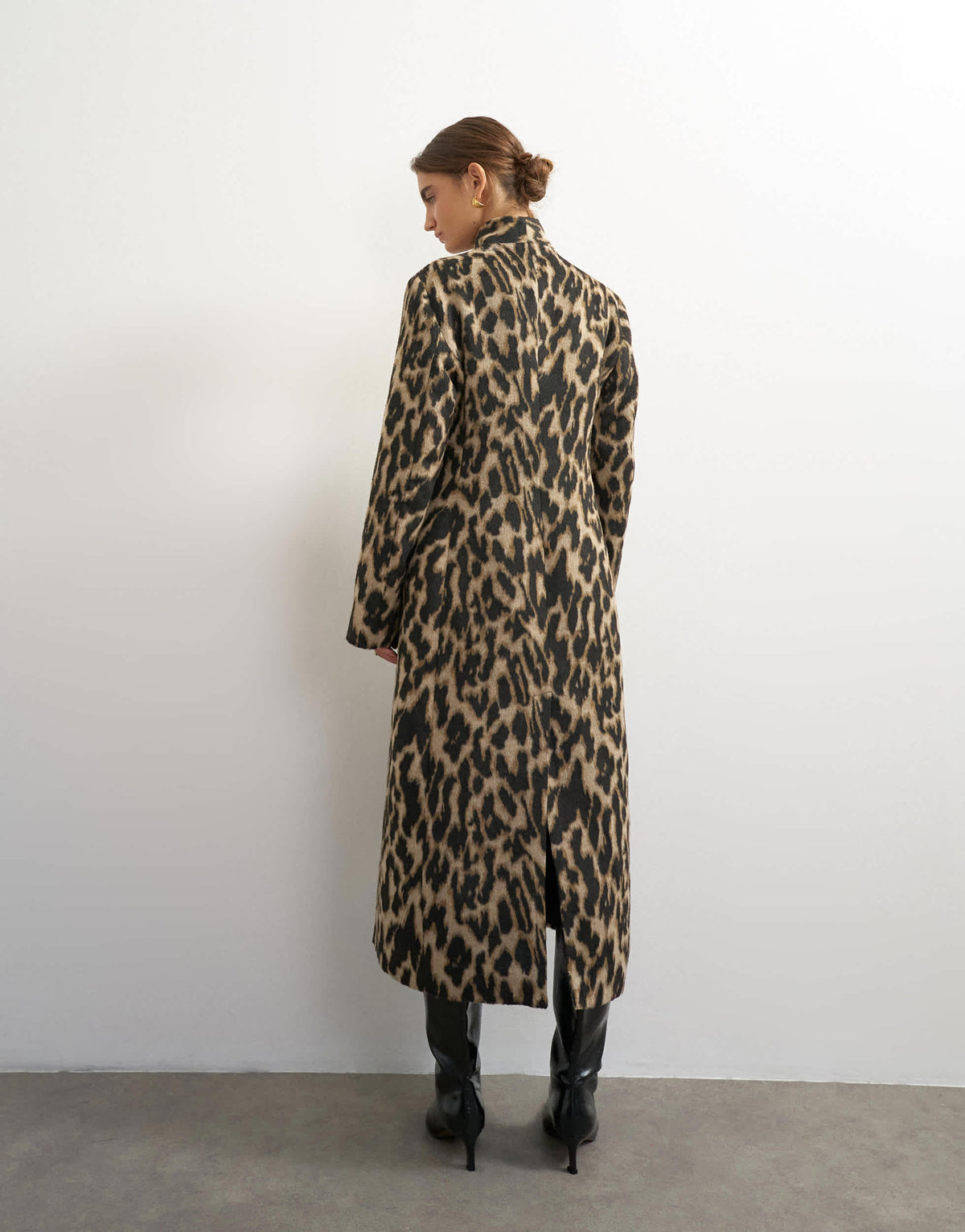 Topshop longline formal coat in animal print