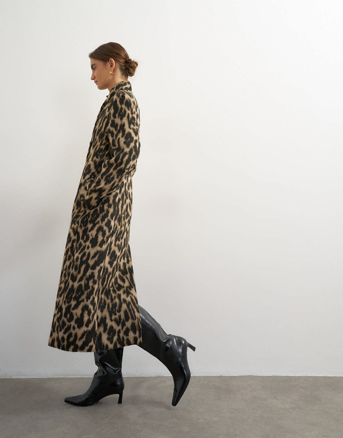 Topshop longline formal coat in animal print