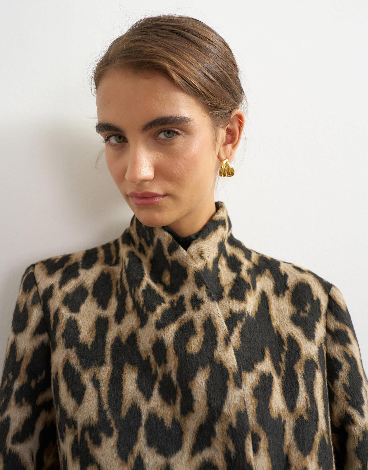 Topshop longline formal coat in animal print