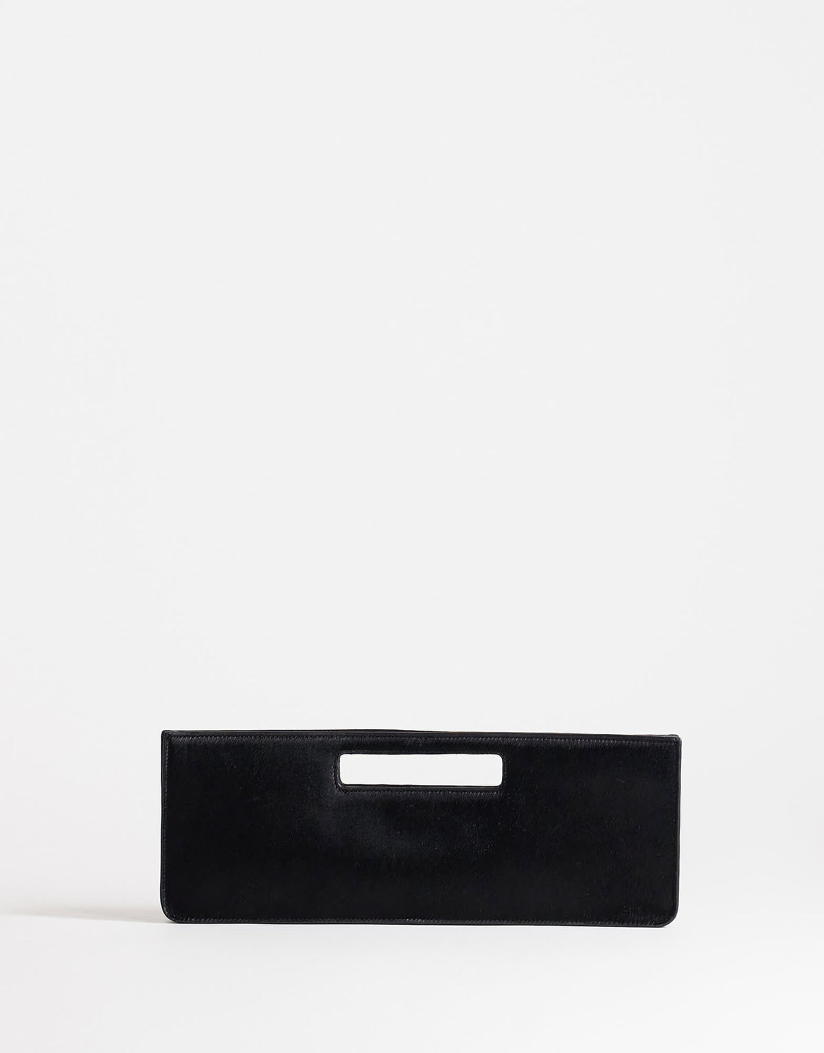 Topshop Giavanna hair on real leather medium rectangle grab bag in black