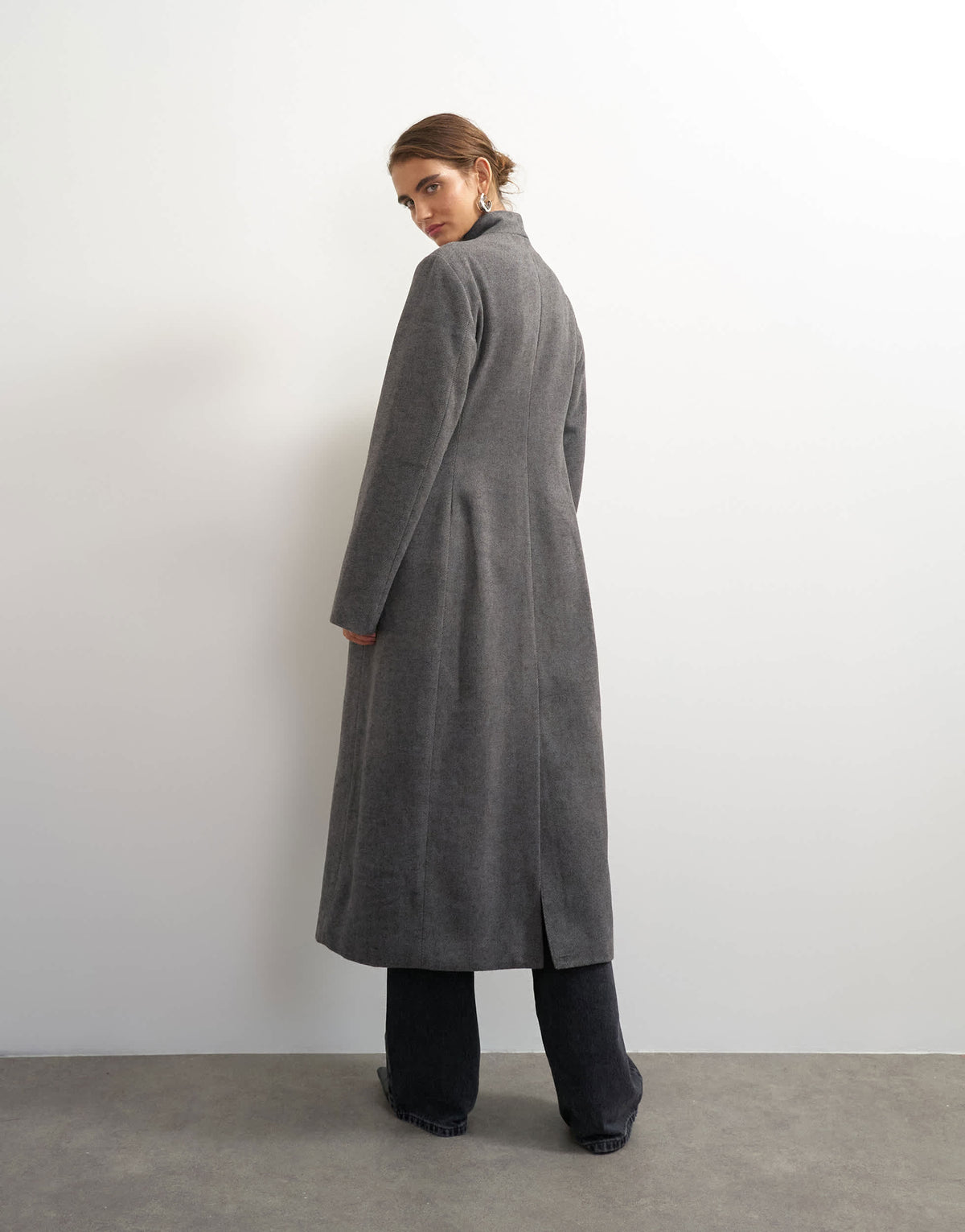 Topshop longline formal coat in grey