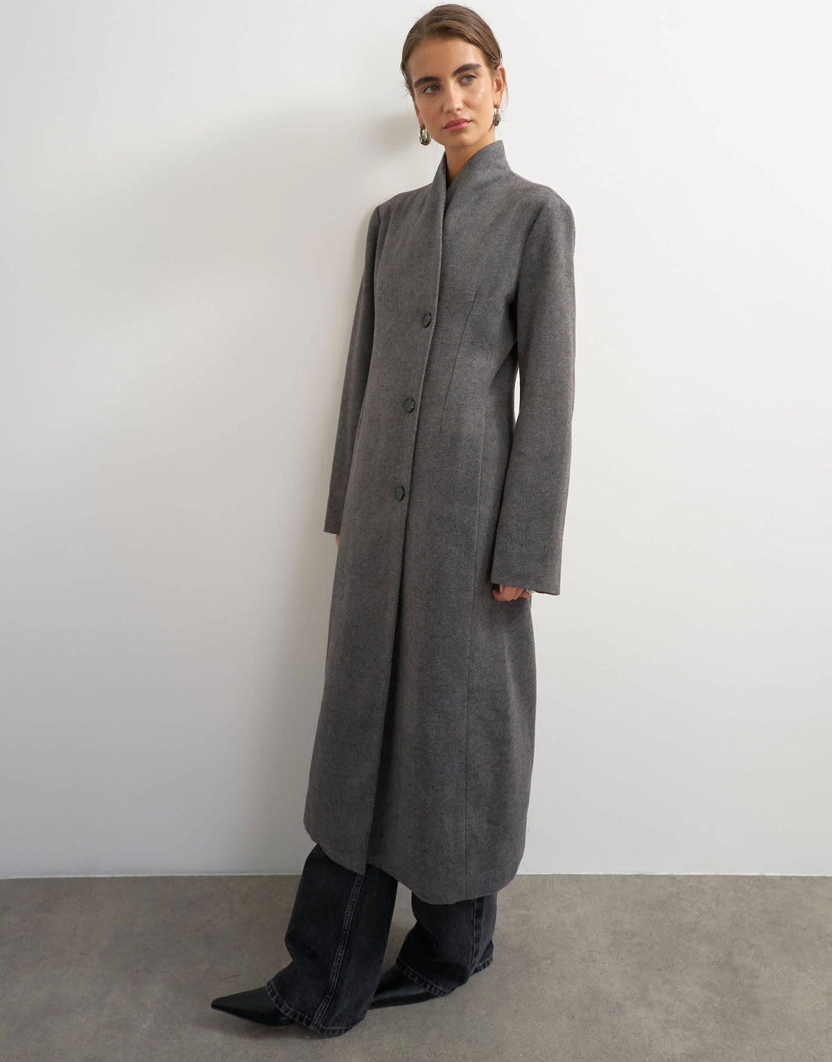 Topshop longline formal coat in grey
