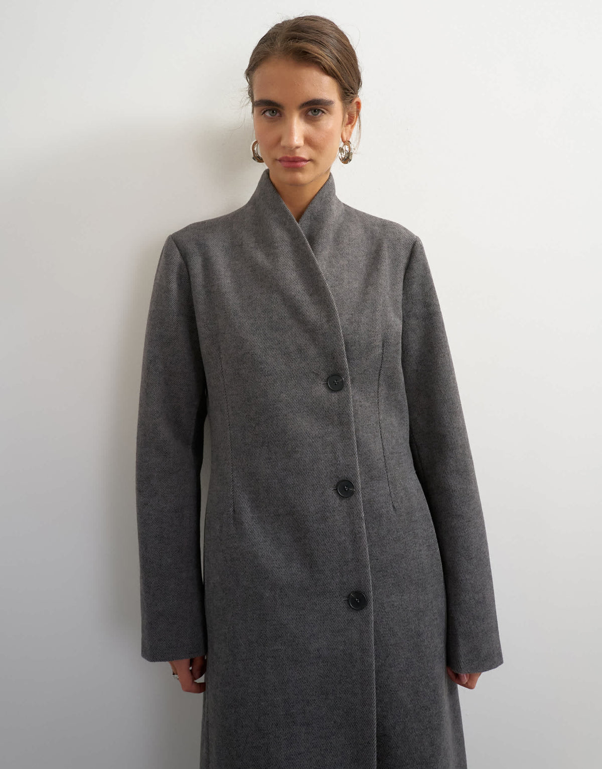 Topshop longline formal coat in grey