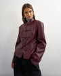 Topshop faux leather frogging fastening blazer in fig