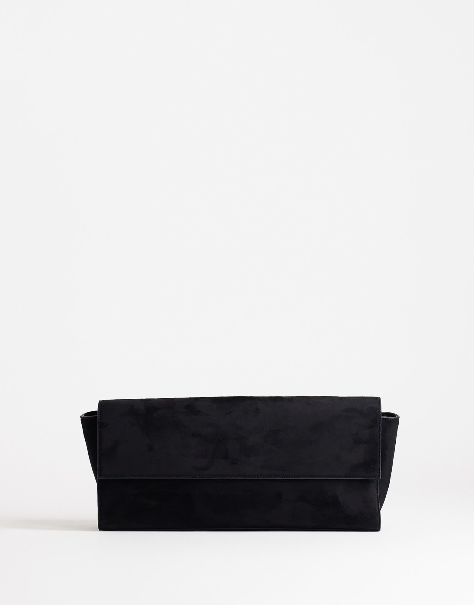 Topshop Clark medium suedette fold over clutch bag in black