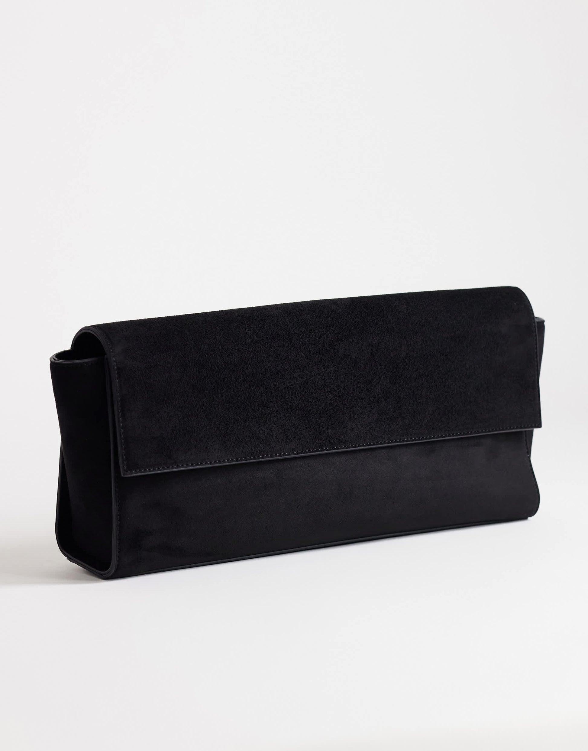 Topshop Clark medium suedette fold over clutch bag in black
