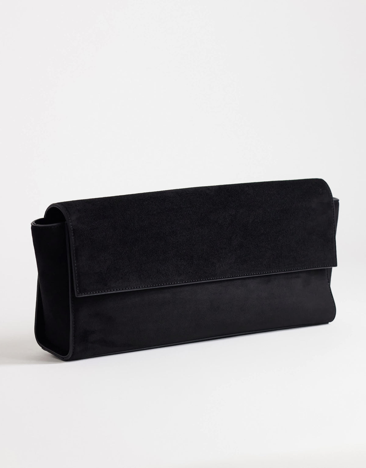 Topshop Clark medium suedette fold over clutch bag in black