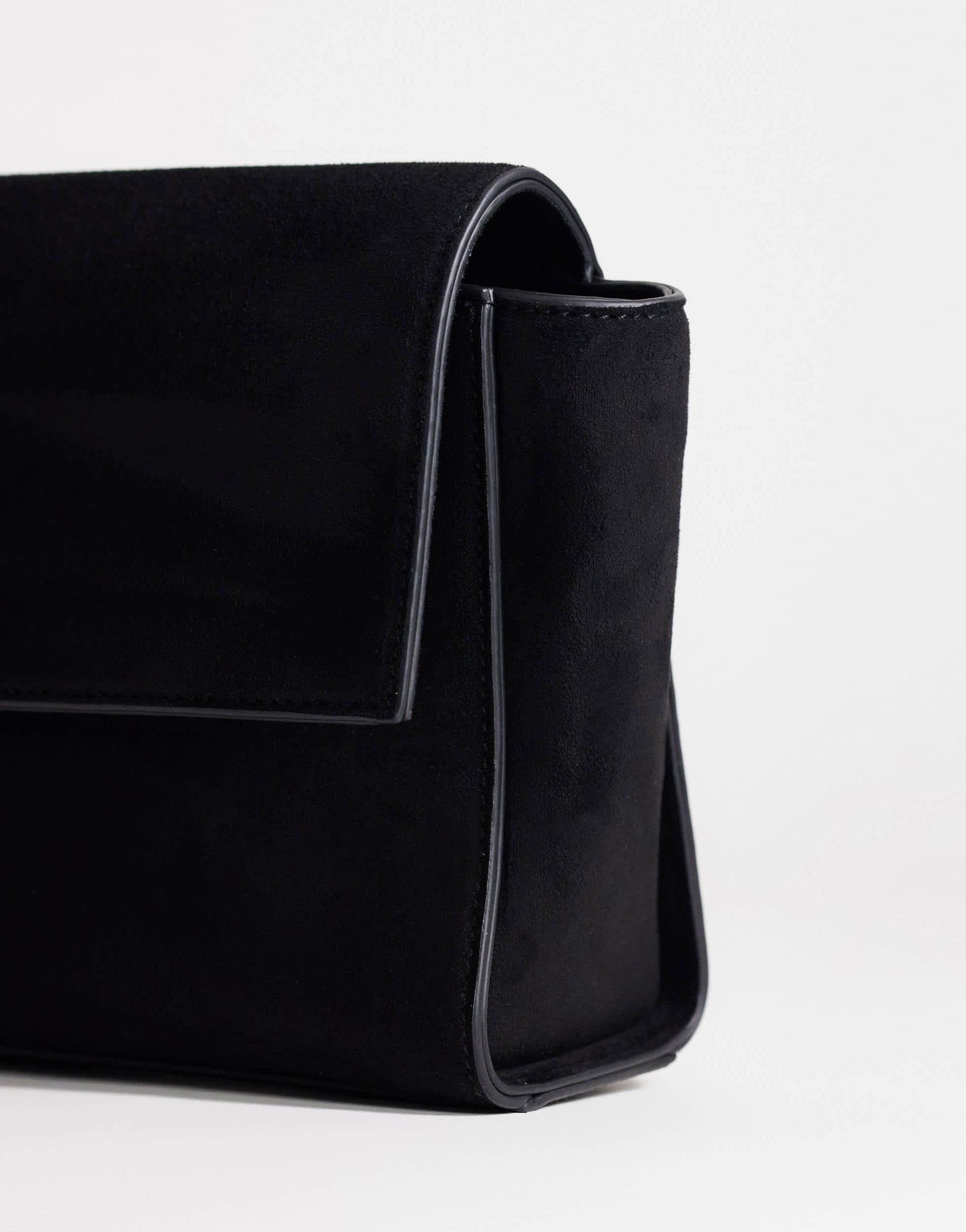 Topshop Clark medium suedette fold over clutch bag in black