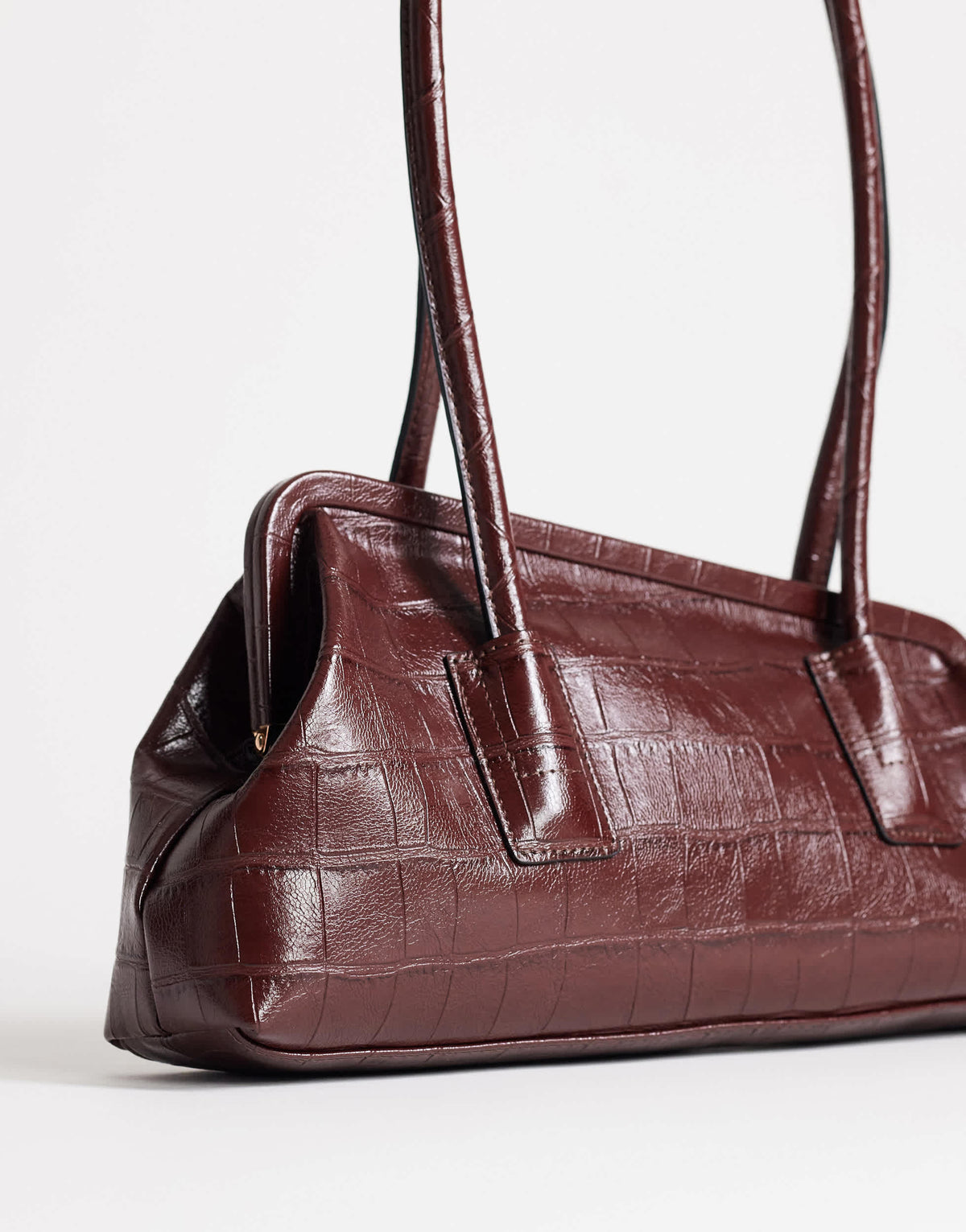 Topshop Sophie medium angular shoulder bag in chocolate
