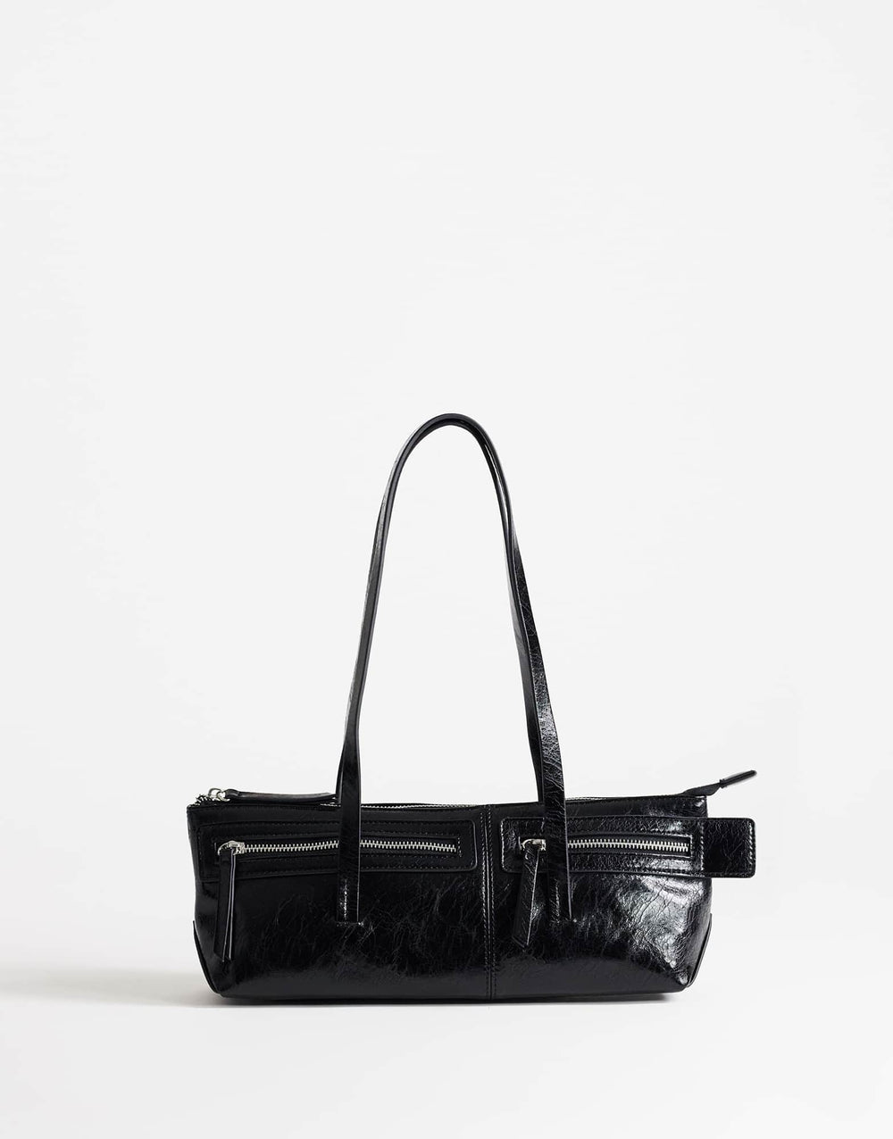 Topshop Snoopy small zip front pocket shoulder bag in black