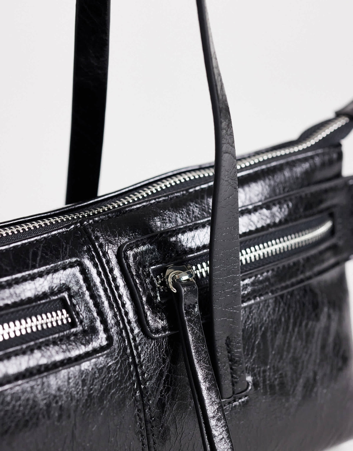 Topshop Snoopy small zip front pocket shoulder bag in black