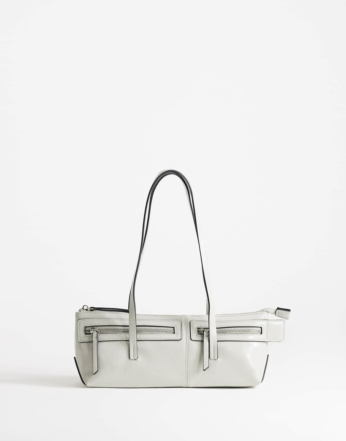 Topshop Snoopy small zip front pocket shoulder bag in light grey