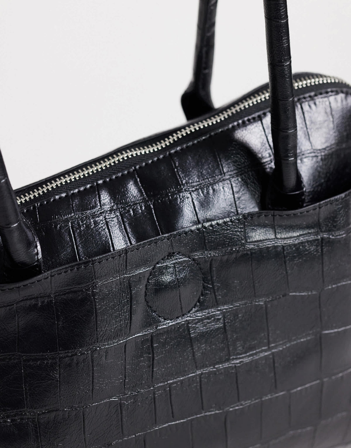 Topshop Skyler large angular shoulder bag in black croc