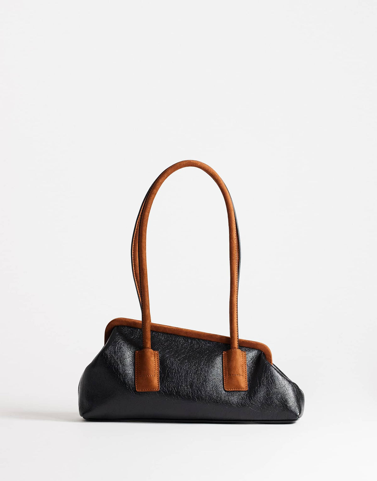 Topshop Sophie medium angular shoulder bag in black and tan