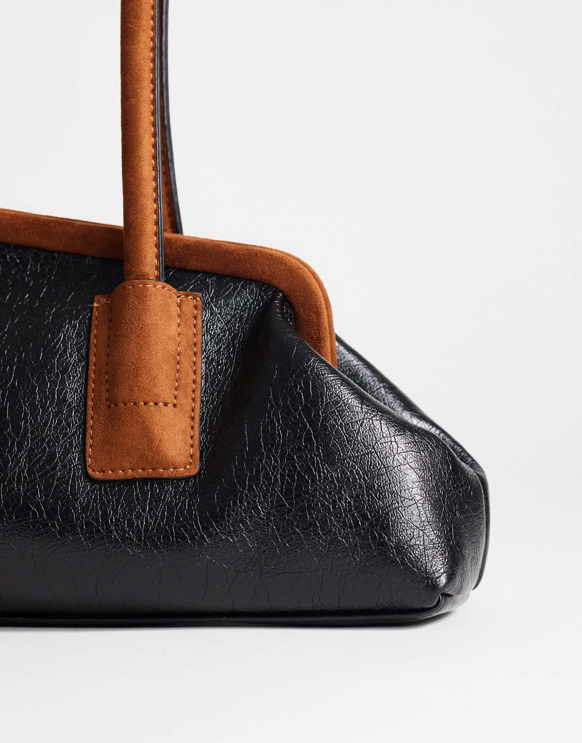 Topshop Sophie medium angular shoulder bag in black and tan