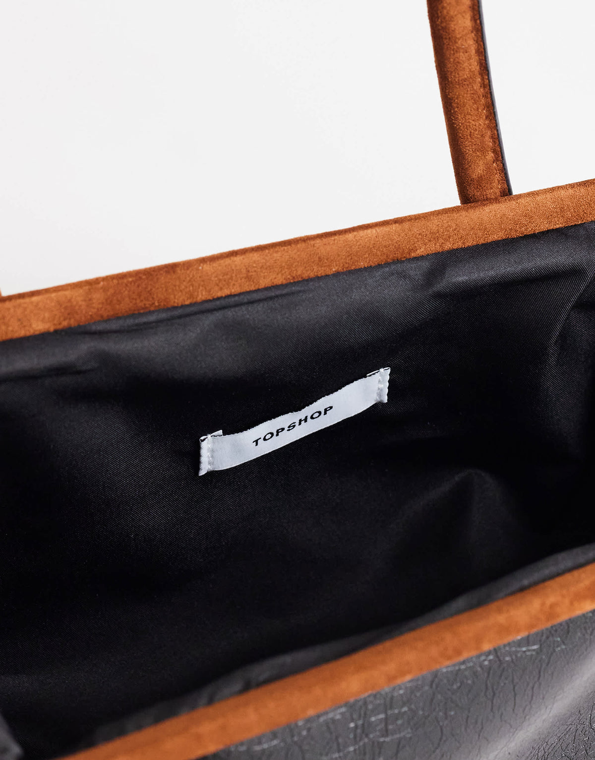 Topshop Sophie medium angular shoulder bag in black and tan