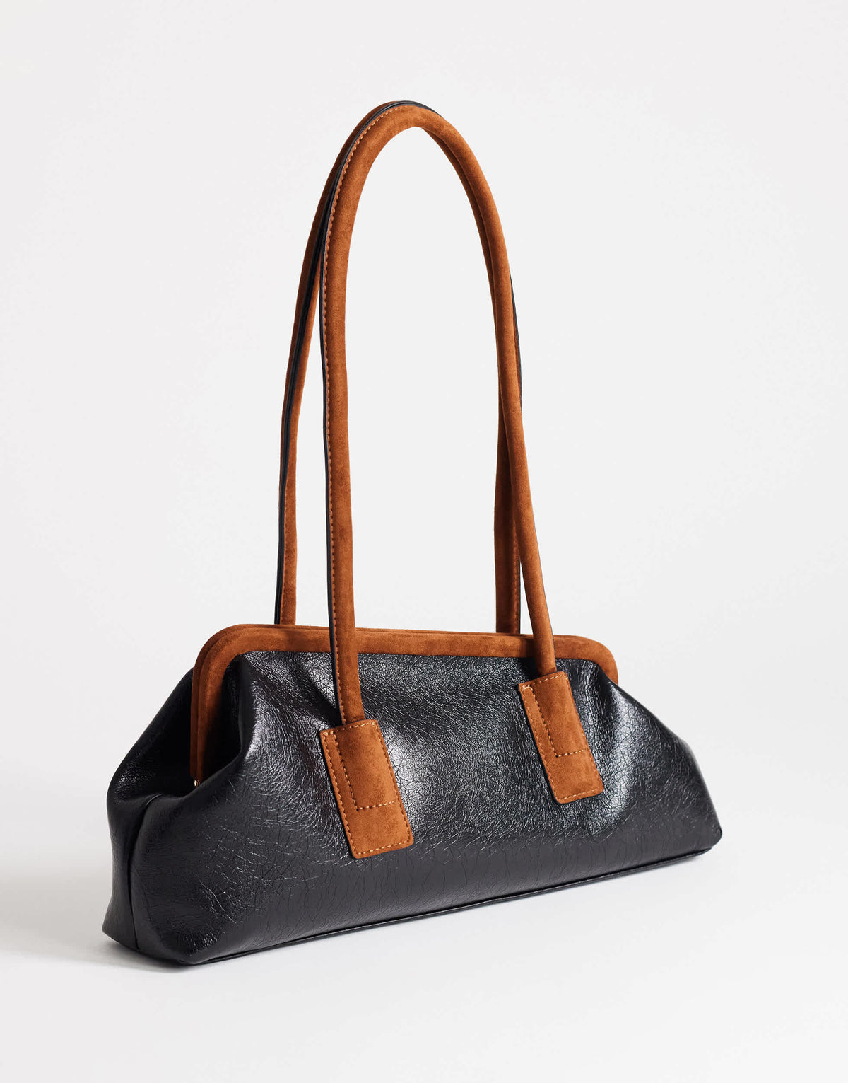 Topshop Sophie medium angular shoulder bag in black and tan