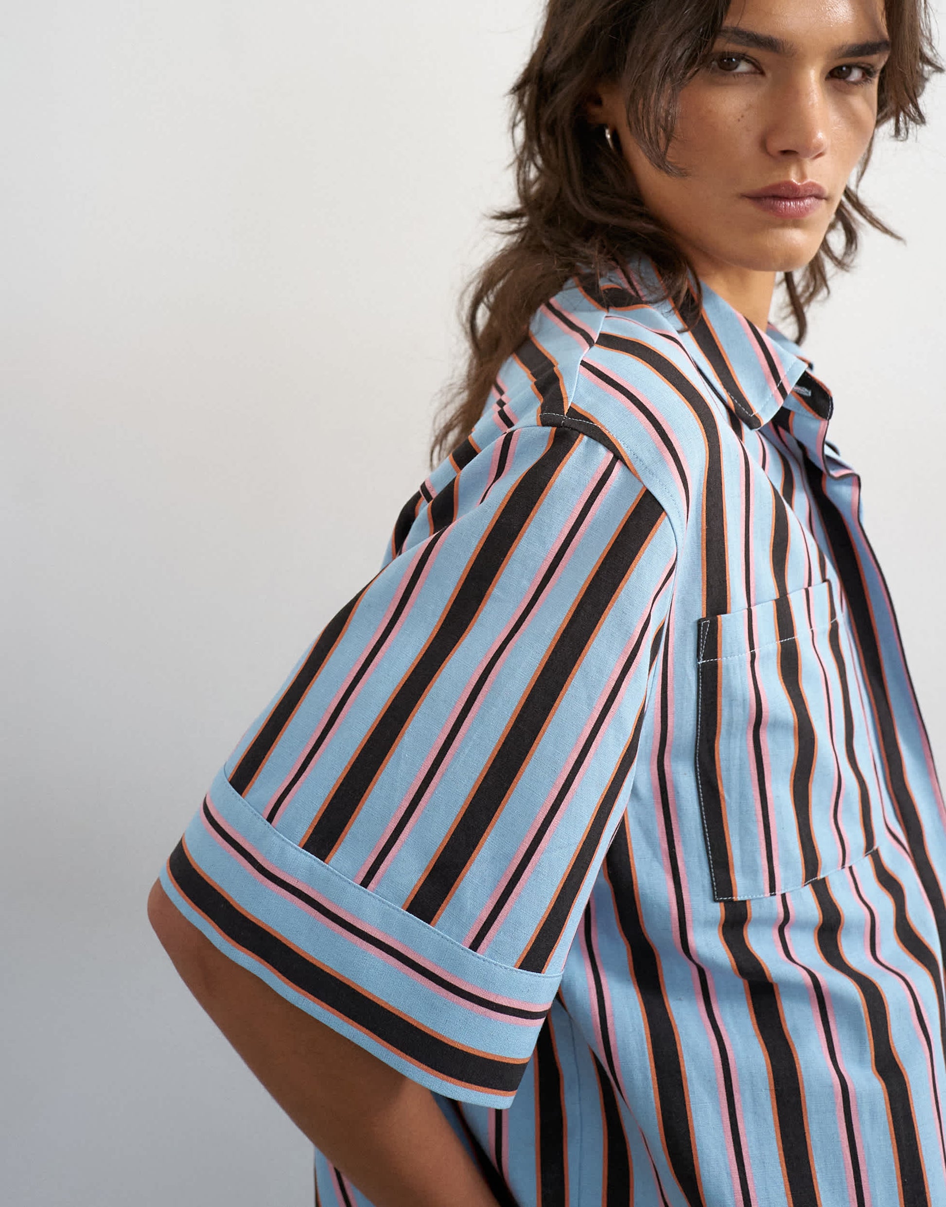 Topshop resort boxy shirt in blue stripe