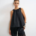 Topshop trapeze tie back top in black