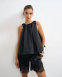Topshop trapeze tie back top in black