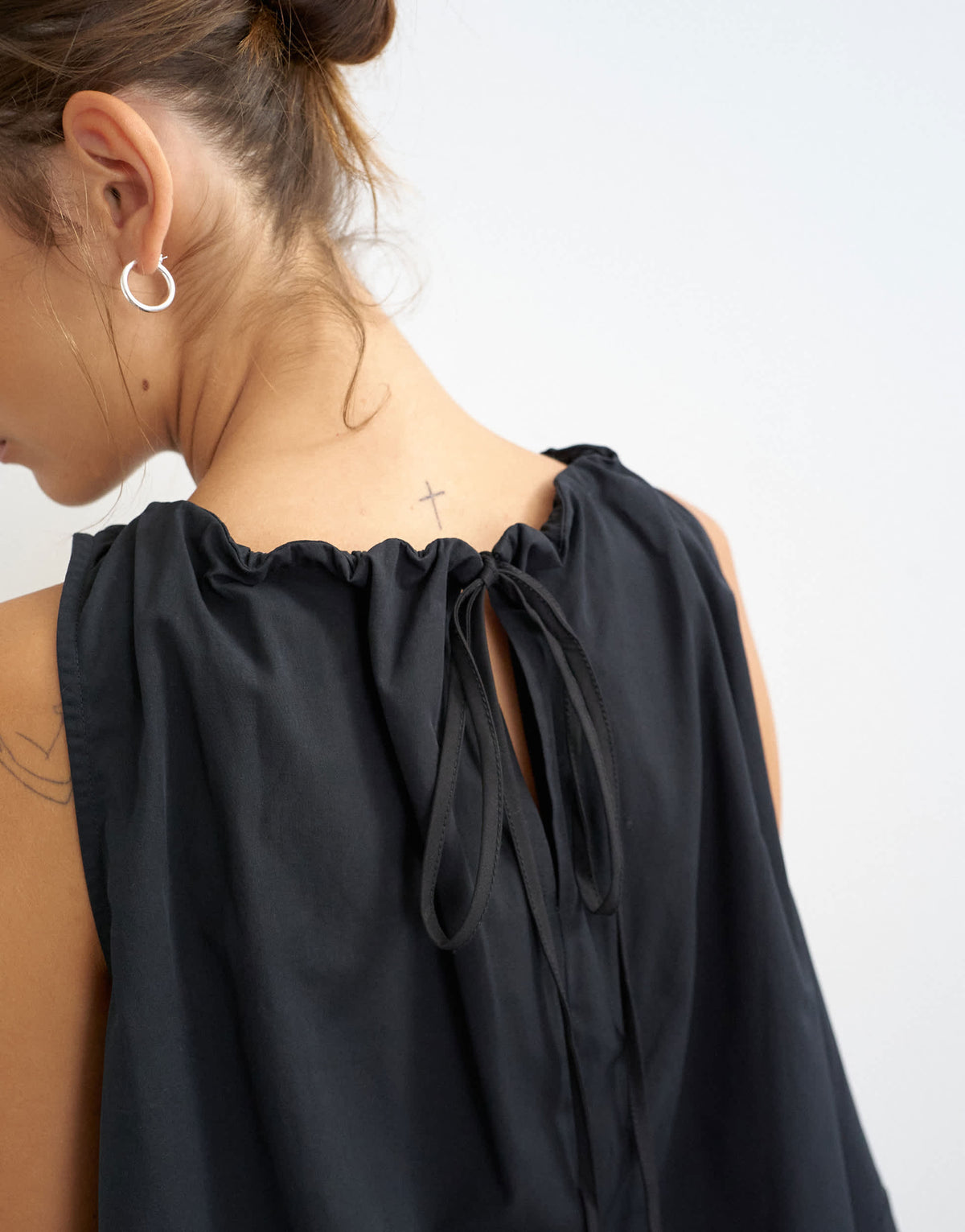 Topshop trapeze tie back top in black
