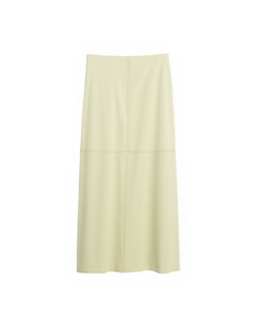 Topshop column midi skirt with contrast stitch detail in light green