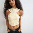 Topshop 90s cutaway top in buttermilk