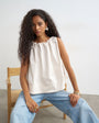 Topshop trapeze tie back top in ecru