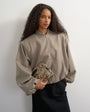 Topshop oversized zip up bomber jacket in stone