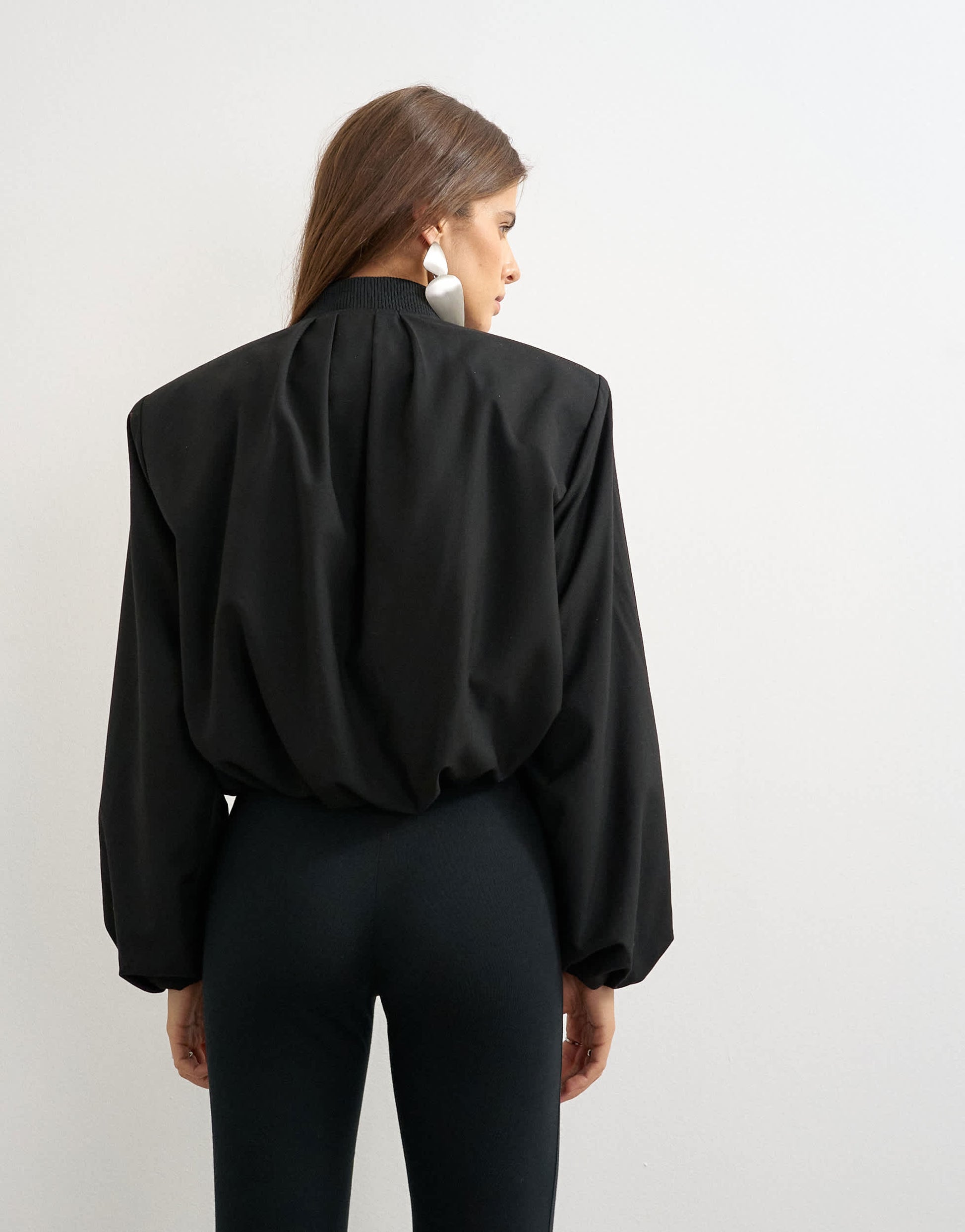 Topshop oversized zip up bomber jacket in black