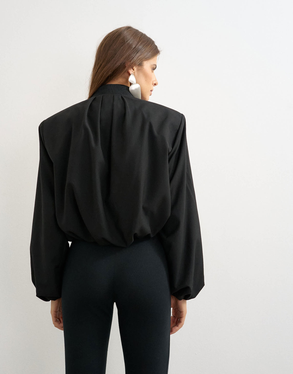 Topshop oversized zip up bomber jacket in black