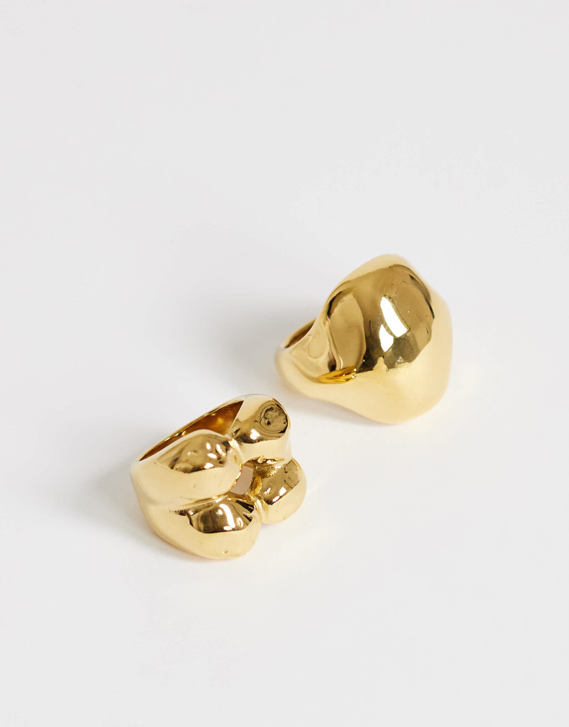 Topshop Rose 2 pack waterproof stainless steel ring in gold