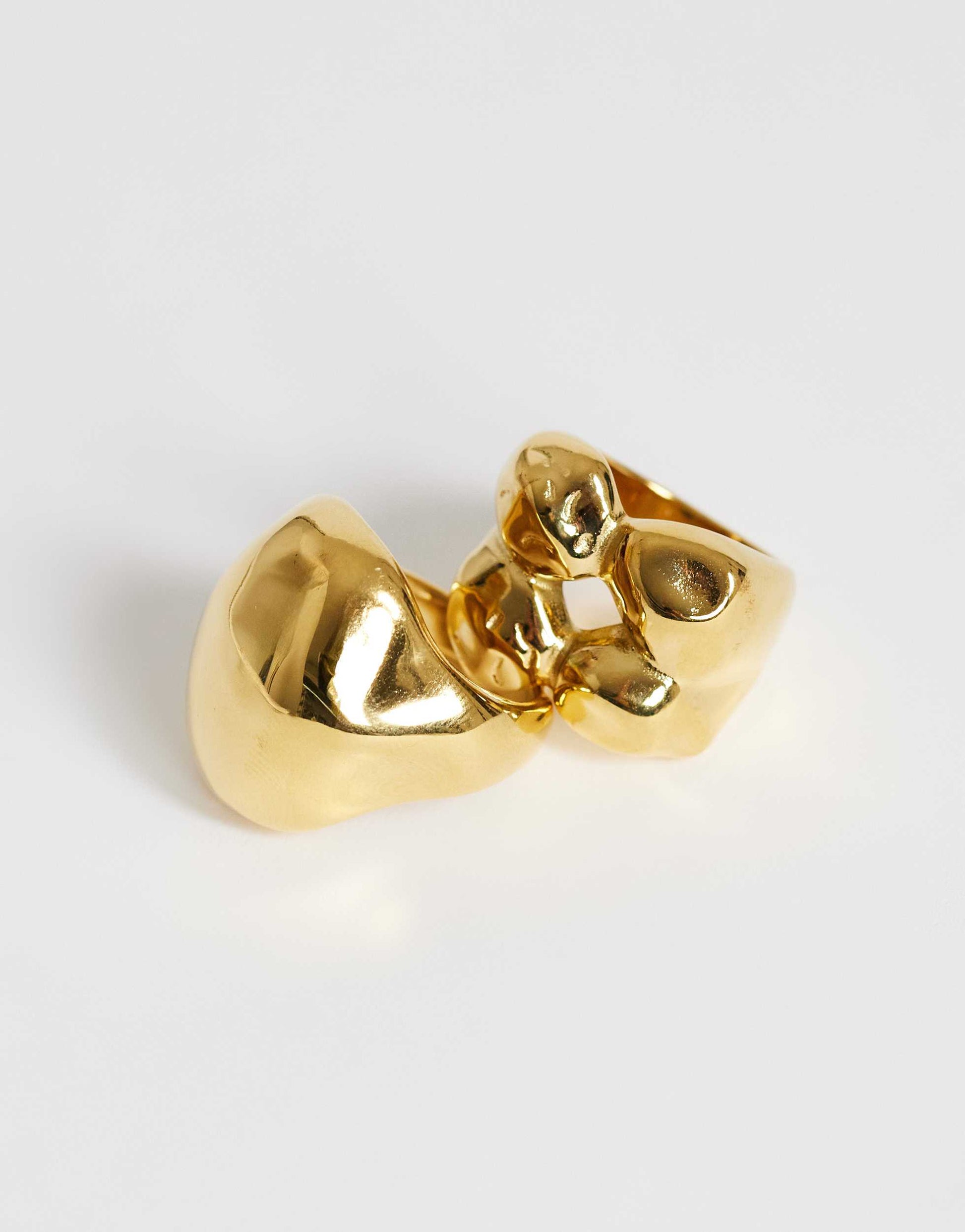 Topshop Rose 2 pack waterproof stainless steel ring in gold