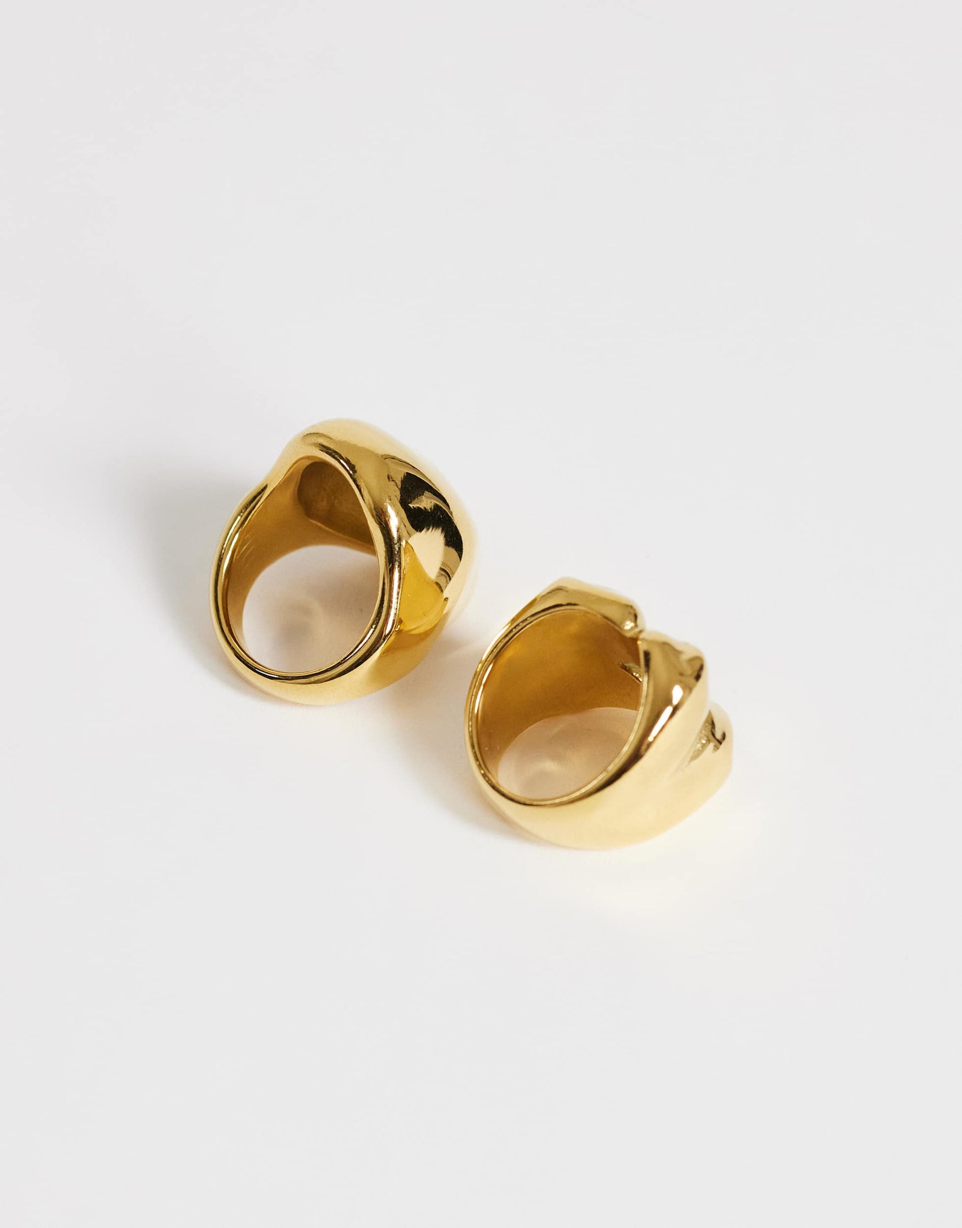 Topshop Rose 2 pack waterproof stainless steel ring in gold