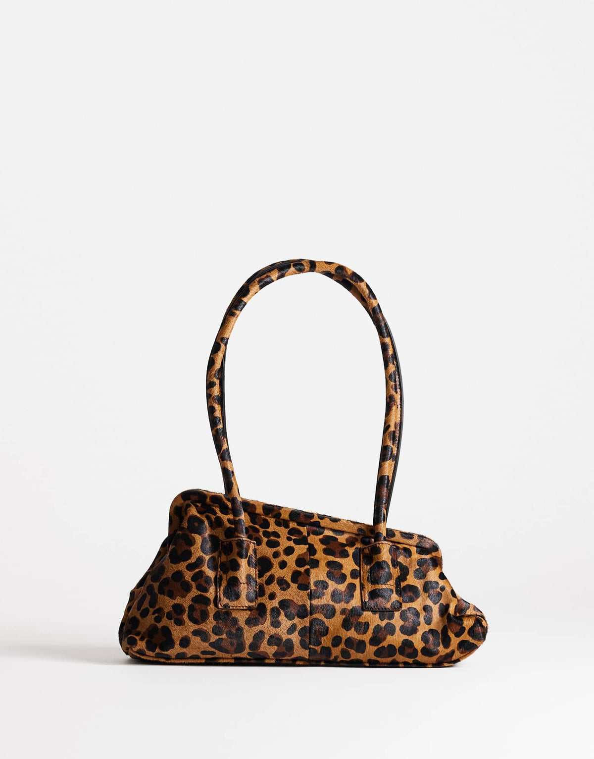 Topshop Sophie medium hair on real leather angular shoulder bag in leopard print