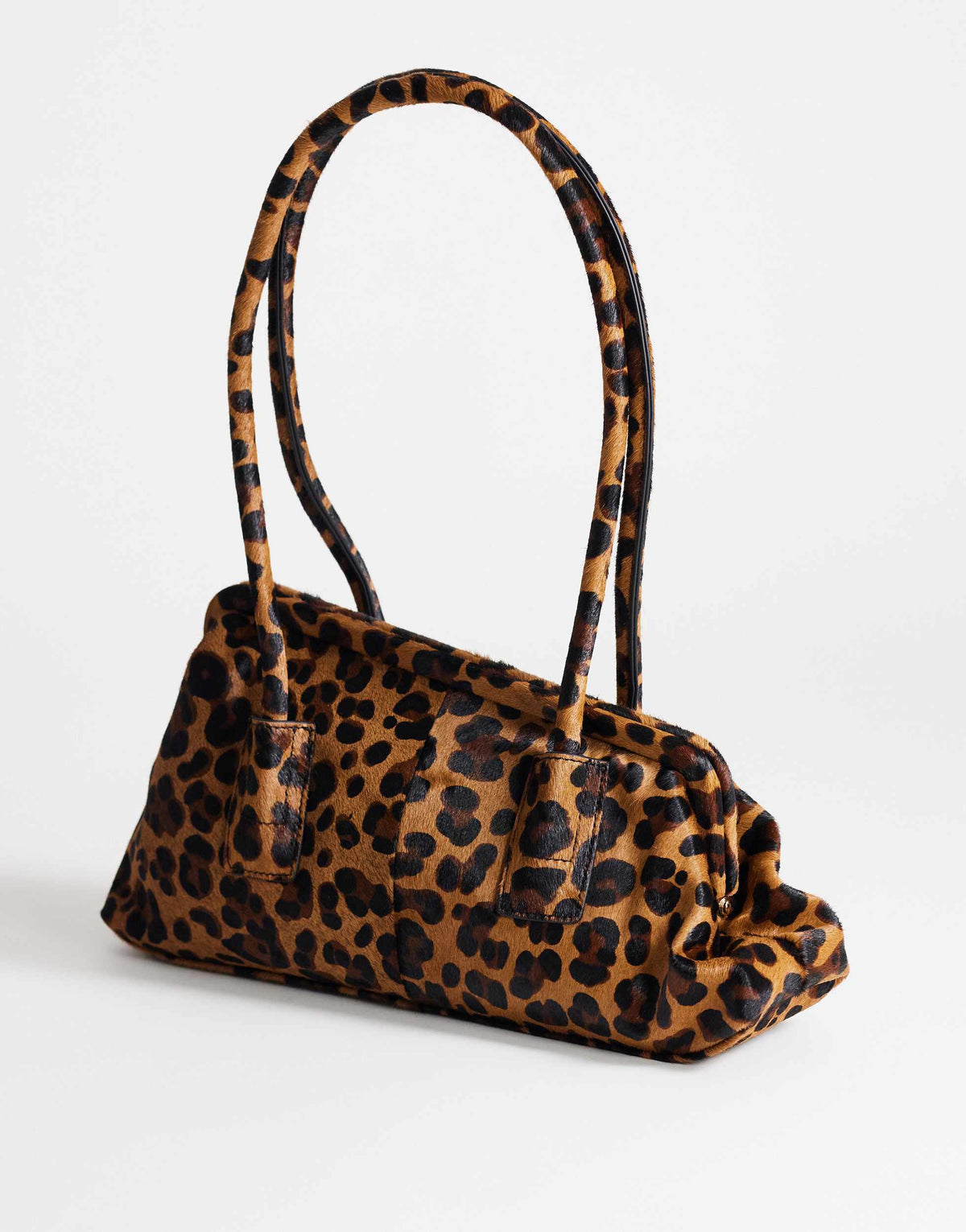 Topshop Sophie medium hair on real leather angular shoulder bag in leopard print