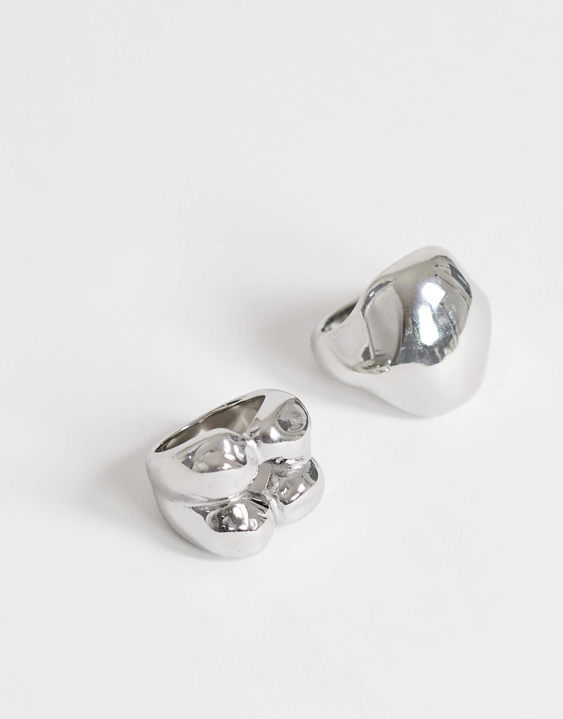 Topshop Rose 2 pack waterproof stainless steel ring in silver