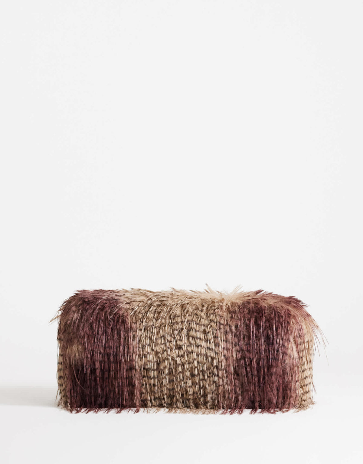 Topshop Ciara oversized large folded faux fur structured clutch bag in burgundy mix