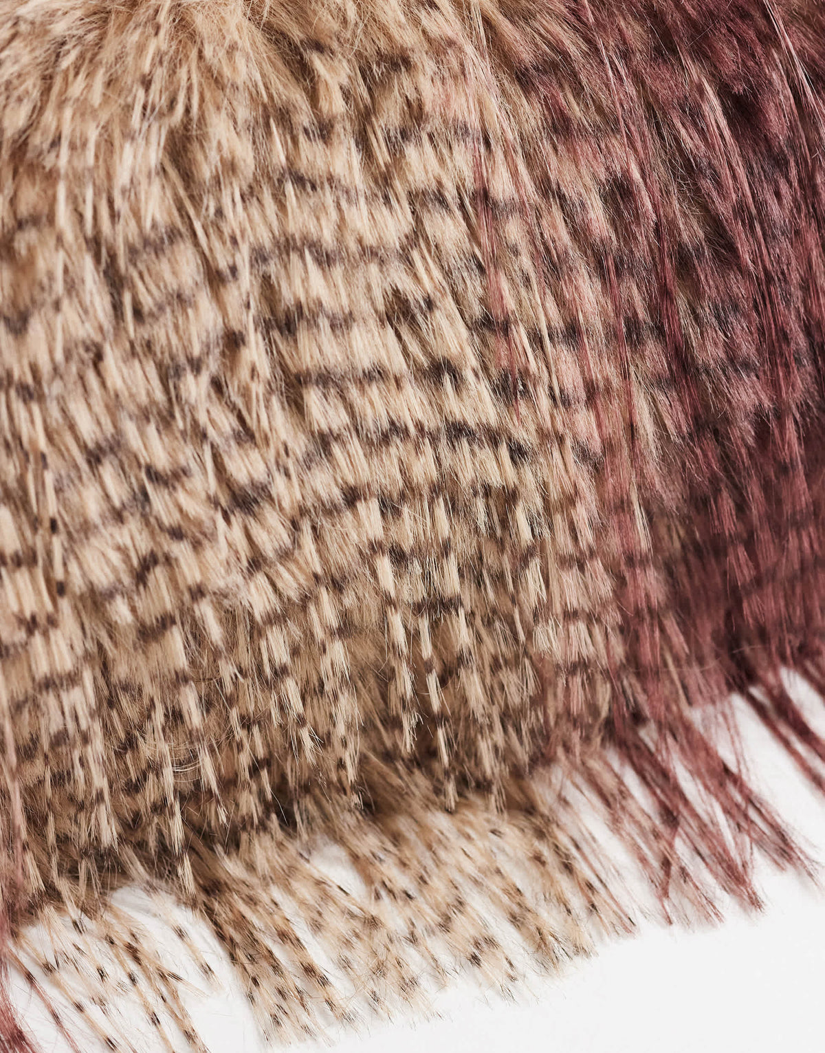 Topshop Ciara oversized large folded faux fur structured clutch bag in burgundy mix