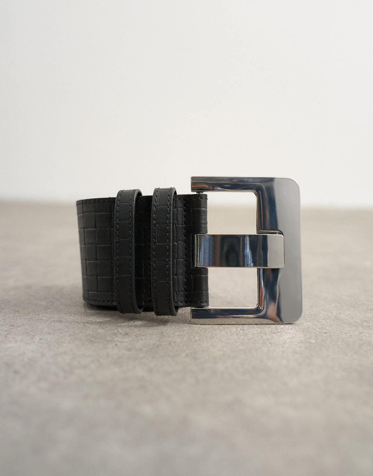 Topshop Embossed real leather chunky leather belt in black