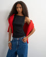 Topshop slash neck racer vest in black