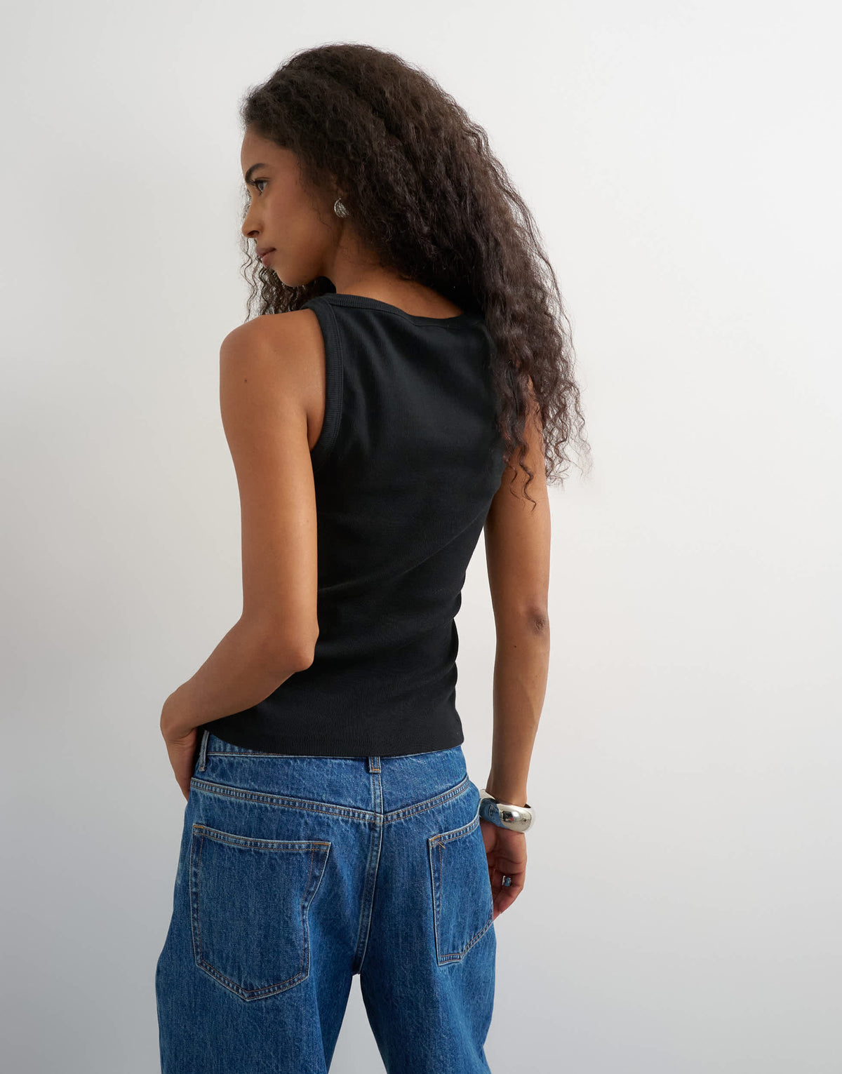 Topshop slash neck racer vest in black