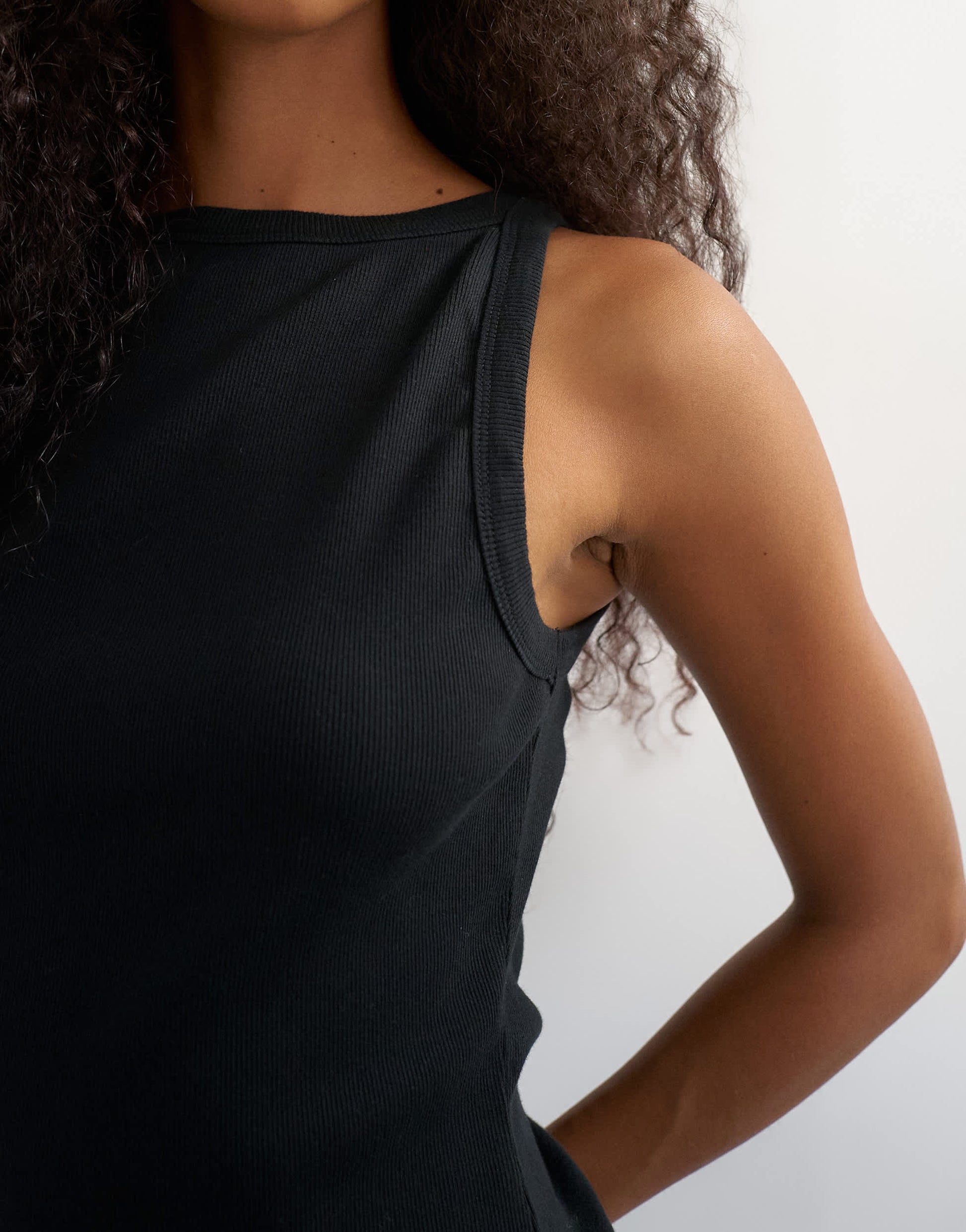Topshop slash neck racer vest in washed black