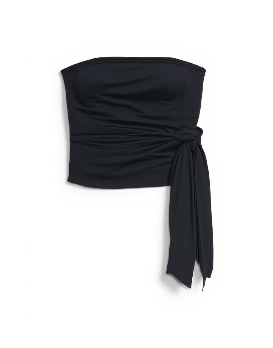 Topshop tie detail bandeau top in black
