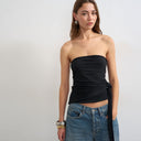 Topshop tie detail bandeau top in black