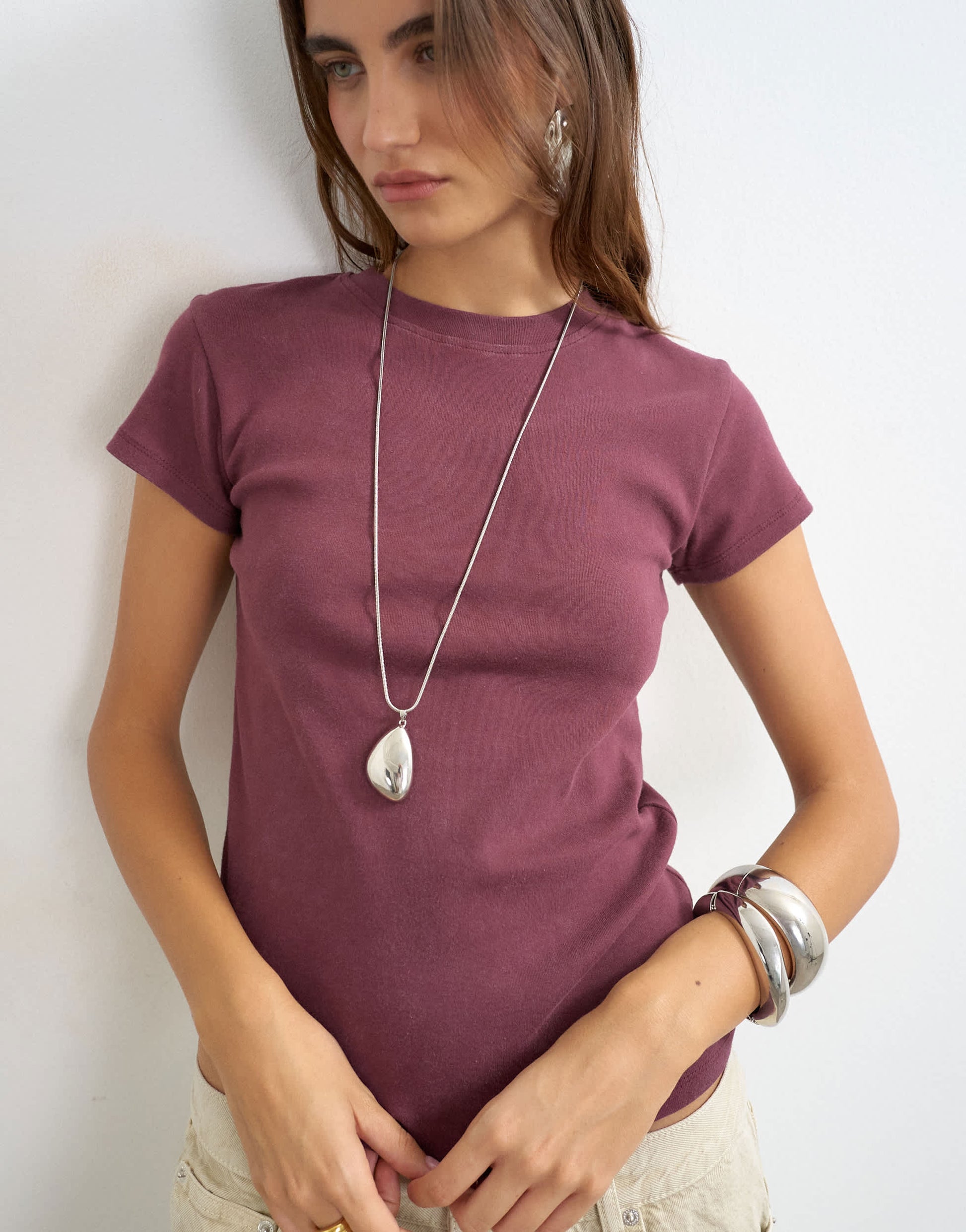 Topshop everyday tee in washed plum