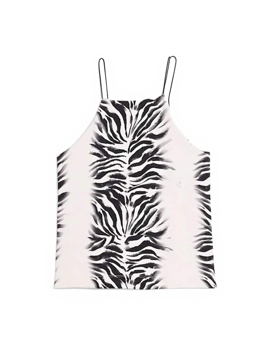 Topshop zebra cami lace up back top in white