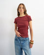 Topshop jersey tipping detail everyday tee in burgundy