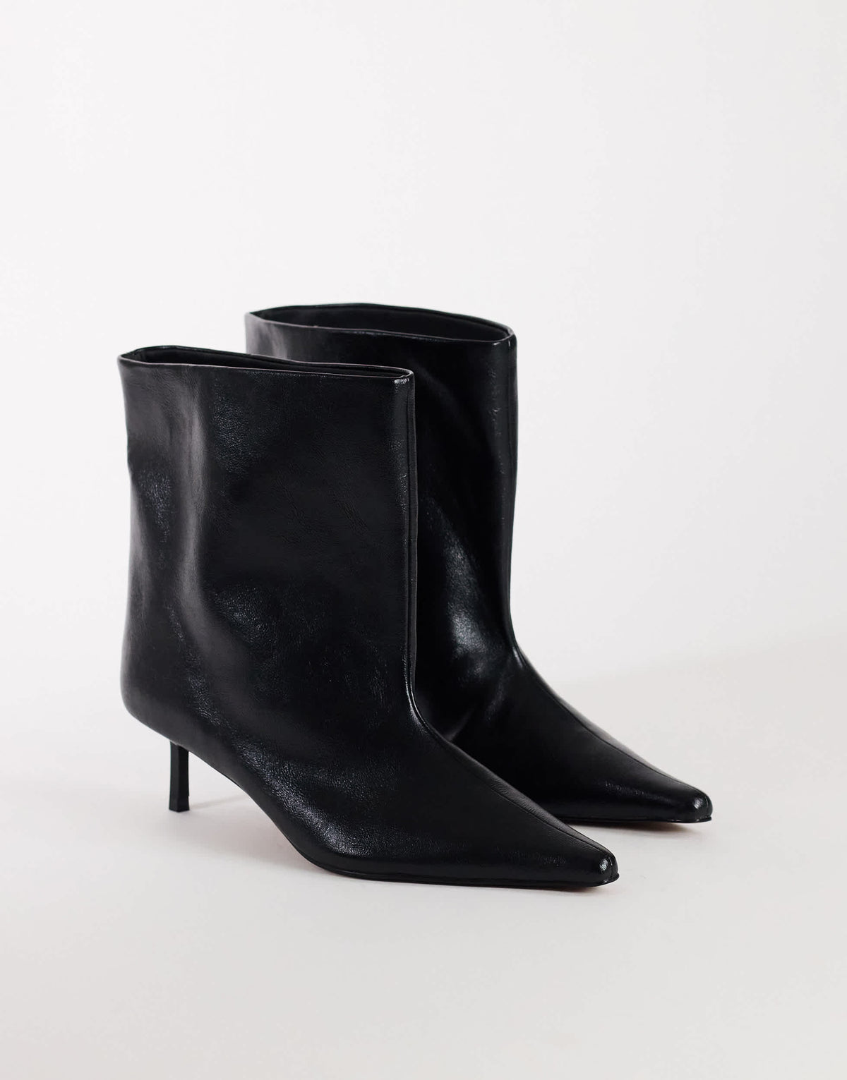 Topshop Kai super wide heeled ankle boot in black