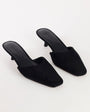 Topshop Arthur rounded toe mid heel mule in black faux suede